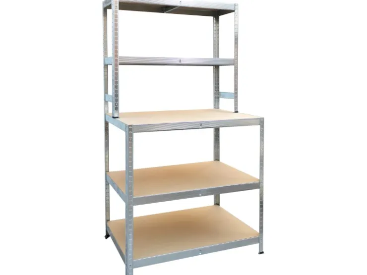 Metall-Werkbank mit Regalaufsatz Verzinkt 180 cm x 100 cm x 60 cm