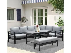 MeXo Aluminium Lounge-Set mit Esstisch für 8 Personen* Kissenbezüge