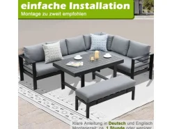 MeXo Aluminium Lounge-Set mit Esstisch für 8 Personen* Kissenbezüge