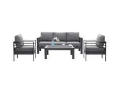 MeXo Gartenmöbel Set aus Aluminium Loungeset für 5 Personen* Kissenbezüge