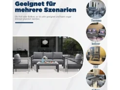 MeXo Gartenmöbel Set aus Aluminium Loungeset für 5 Personen* Kissenbezüge
