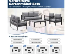 MeXo Gartenmöbel Set aus Aluminium Loungeset für 7 Personen