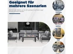 MeXo Gartenmöbel Set aus Aluminium Loungeset für 7 Personen