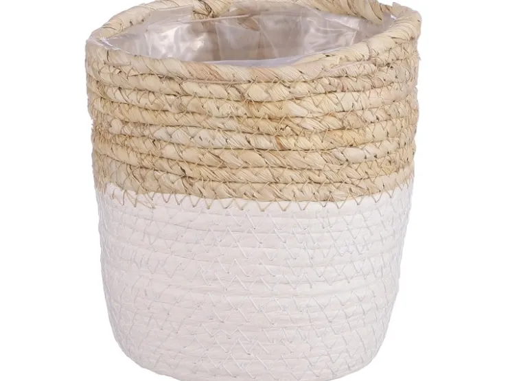Mica Decorations Korb Rachel Rund Ø 14 cm x 14 cm Weiß* Vasen