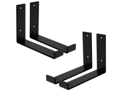 ML-Design 4 Stück Regalhalterung 20x4x14 cm Schwarz Metall 8 Zoll L-Form* Regale Schwarz|Metallregale
