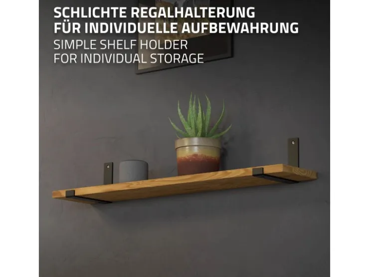 ML-Design 4 Stück Regalhalterung 20x4x14 cm Schwarz Metall 8 Zoll L-Form* Regale Schwarz|Metallregale