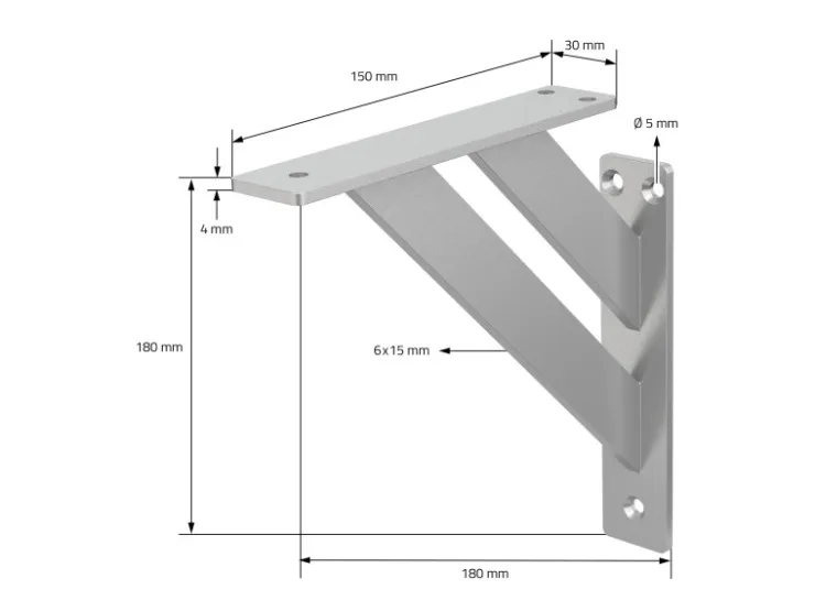 ML-Design 4 Stück Regalhalterung 18 x 18 cm Silber Aluminium Schwebende