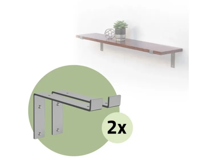 ML-Design 4 Stück Regalhalterung 25x4x14,5 cm Grau aus Metall 10 Zoll L-Form* Schweberegale