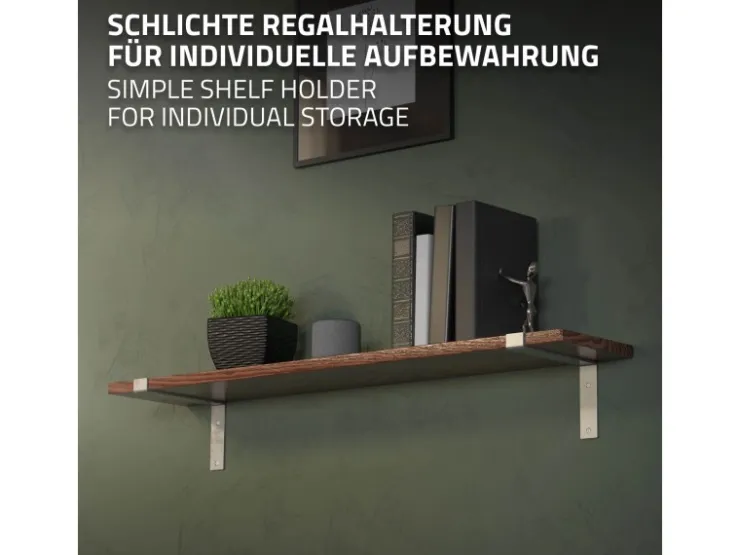 ML-Design 4 Stück Regalhalterung 25x4x14,5 cm Grau aus Metall 10 Zoll L-Form* Schweberegale