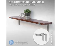 ML-Design 4 Stück Regalhalterung 20x4x14,5 cm Grau aus Metall 8 Zoll L-Form