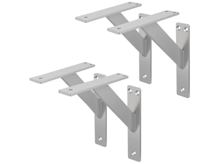 ML-Design 4 Stück Regalhalterung 180 x 180 mm Silber Aluminium Schwebende