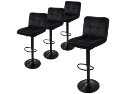 ML-Design Barhocker 4Er Set Bezug aus Samt mit Rückenlehne und Fußstütze* Hocker
