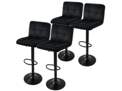 ML-Design Barhocker 4Er Set Bezug aus Samt mit Rückenlehne und Fußstütze* Hocker