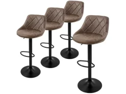 ML-Design Barhocker 4Er Set aus Kunstleder Braun Gepolsterter Stuhl* Stühle|Hocker
