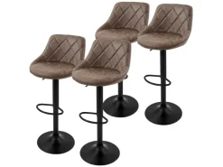 ML-Design Barhocker 4Er Set aus Kunstleder Braun Gepolsterter Stuhl* Stühle|Hocker