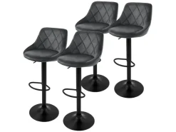 ML-Design Barhocker 4Er Set aus Samt Grau mit Rückenlehne Drehbar