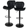 ML-Design Barhocker 2Er Set Samt Schwarz Gepolsterter Barstuhl mit Rückenlehne* Hocker