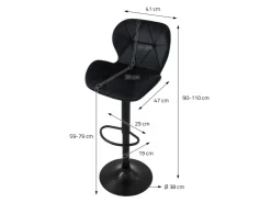 ML-Design Barhocker 2Er Set Samt Schwarz Gepolsterter Barstuhl mit Rückenlehne* Hocker