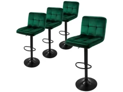 ML-Design Barhocker 4Er Set Bezug aus Samt Grün mit Rückenlehne und Fußstütze* Hocker