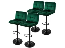 ML-Design Barhocker 4Er Set Bezug aus Samt Grün mit Rückenlehne und Fußstütze* Hocker