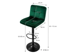 ML-Design Barhocker 4Er Set Bezug aus Samt Grün mit Rückenlehne und Fußstütze* Hocker