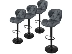 ML-Design Barhocker 4Er Set Kunstleder Anthrazit Rückenlehne Drehbar* Hocker