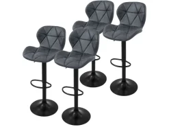ML-Design Barhocker 4Er Set Kunstleder Anthrazit Rückenlehne Drehbar* Hocker