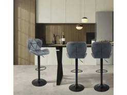 ML-Design Barhocker 4Er Set Kunstleder Anthrazit Rückenlehne Drehbar* Hocker