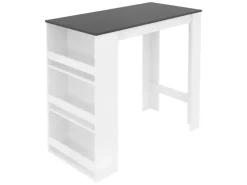 ML-Design Bartisch mit 3-Stufigem Regal Weiß-Anthrazit 117x106x57 cm Stehtisch* Möbelserien