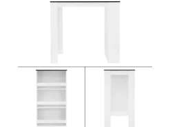 ML-Design Bartisch mit 3-Stufigem Regal Weiß-Anthrazit 117x106x57 cm Stehtisch* Möbelserien