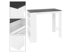 ML-Design Bartisch mit 3-Stufigem Regal Weiß-Anthrazit 117x106x57 cm Stehtisch* Möbelserien