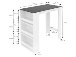 ML-Design Bartisch mit 3-Stufigem Regal Weiß-Anthrazit 117x106x57 cm Stehtisch* Möbelserien