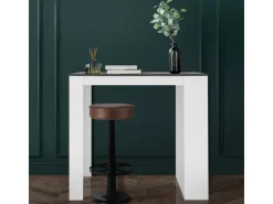 ML-Design Bartisch mit 3-Stufigem Regal Weiß-Anthrazit 117x106x57 cm Stehtisch* Möbelserien