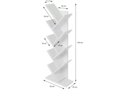 ML-Design Bücherregal mit 9 Ebenen in Baumform 50x25x140cm Weiß Holz Standregal* Holzregale