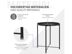 ML-Design Beistelltisch Rund 45xH52cm mit Abnehmbarem Tablett aus Metall Schwarz