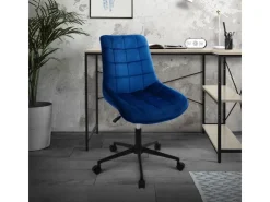 ML-Design Bürostuhl Blau Sitzfläche aus Samt Metallgestell Drehstuhl* Stühle