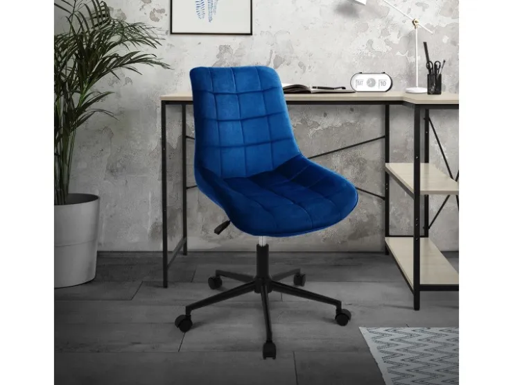 ML-Design Bürostuhl Blau Sitzfläche aus Samt Metallgestell Drehstuhl* Stühle