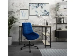 ML-Design Bürostuhl Blau Sitzfläche aus Samt Metallgestell Drehstuhl* Stühle