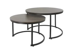 ML-Design Couchtisch 2Er Set Rund 59x40cm und 74x48cm Eiche-Dunkel* Tische