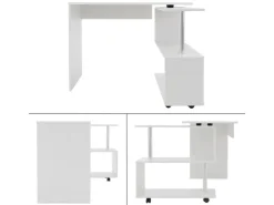 ML-Design Eckschreibtisch Drehbar L-Form Glänzend 150x88x75 cm* Regal Weiß