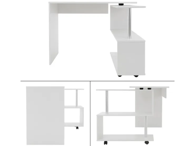 ML-Design Eckschreibtisch Drehbar L-Form Glänzend 150x88x75 cm* Regal Weiß