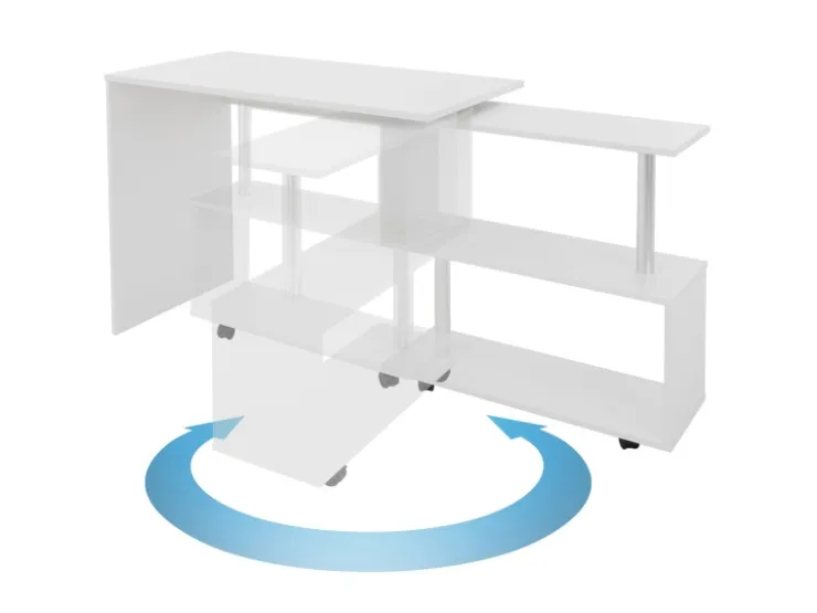 ML-Design Eckschreibtisch Drehbar L-Form Glänzend 150x88x75 cm* Regal Weiß