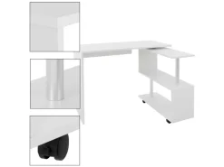 ML-Design Eckschreibtisch Drehbar L-Form Glänzend 150x88x75 cm* Regal Weiß