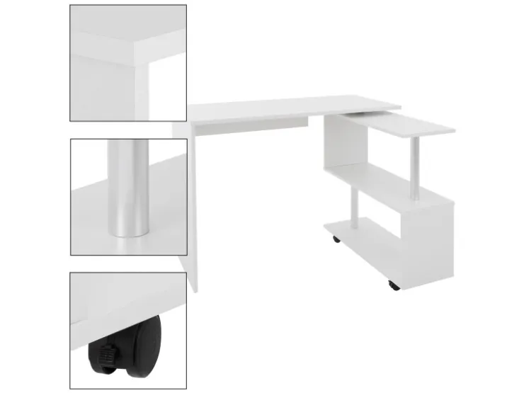 ML-Design Eckschreibtisch Drehbar L-Form Glänzend 150x88x75 cm* Regal Weiß