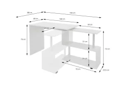 ML-Design Eckschreibtisch Drehbar L-Form Glänzend 150x88x75 cm* Regal Weiß