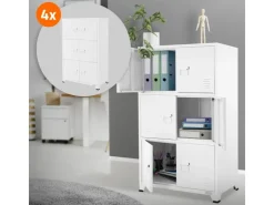 ML-Design 4Er Set Aktenschrank 75x40x120 cm Stahl Freistehend* Büroregale