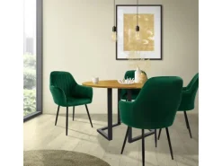 ML-Design 2er Set Esszimmerstühle mit Rücken- und Armlehnen Grün aus Samt* Stühle