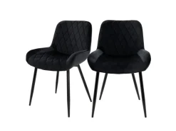 ML-Design 2Er Set Esszimmerstühle mit Rücken und Armlehnen Schwarz Samt