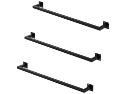 ML-Design 3Er Set Kleiderstange Rechteck für die Wand T12cmxB90cm Schwarz U-Form