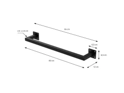 ML-Design 2Er Set Kleiderstange Rechteck für die Wand 12x60 cm Schwarz aus Stahl* Garderoben